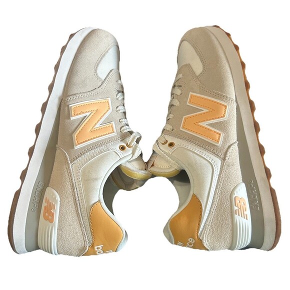 New Balance 574 Womens Size 9B Suede Mesh Gray Orange Sneaker Shoes WL574COR - Picture 5 of 10